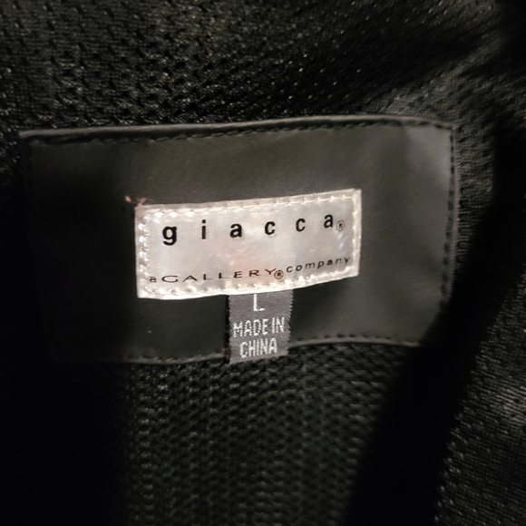 Giacca Gallery Black Button Up Rain Spring Lightweight Jacket Size Large - Picture 5 of 6